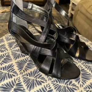 Worthington strappy wedge sandal black sz 11 b4